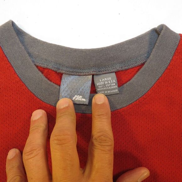 Mens Sz L Shirt NO FEAR VINTAGE 1990s 90's JERSEY T SHIRT Mens L Red & Gray - Picture 4 of 5